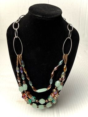 VINTAGE DKD DESIGNER Multistrand Necklace Chunky Beads Gemstones